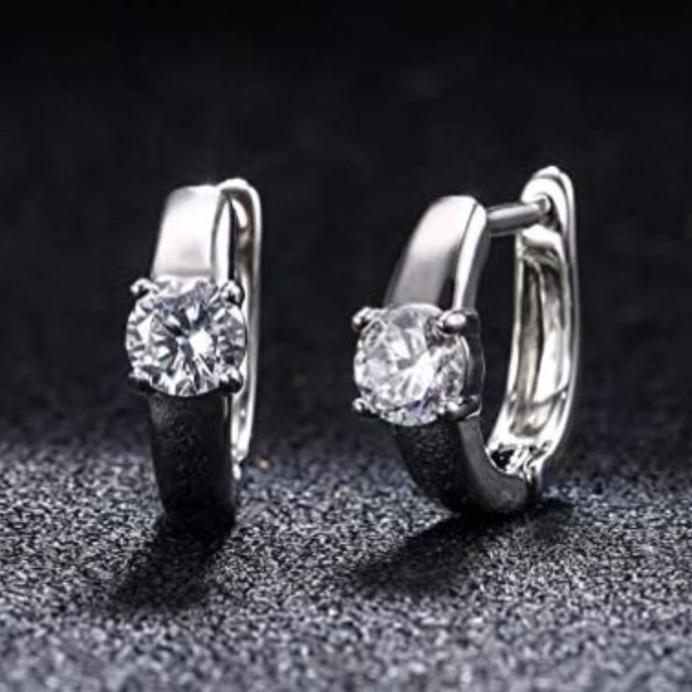 18k Gold Plated Small Hoop CZ  , NEW no tag